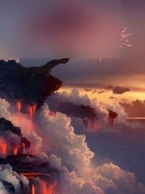 Tree on Volcano and Clouds Paint By Number Kit - Painting By Number