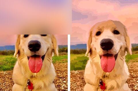 Just Paint By Numbers Kit Painting of a Happy Dog Sticking its Tongue Out