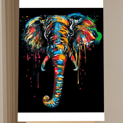 Abstract Elephant Paint by Numbers Kit - 16x20 cm