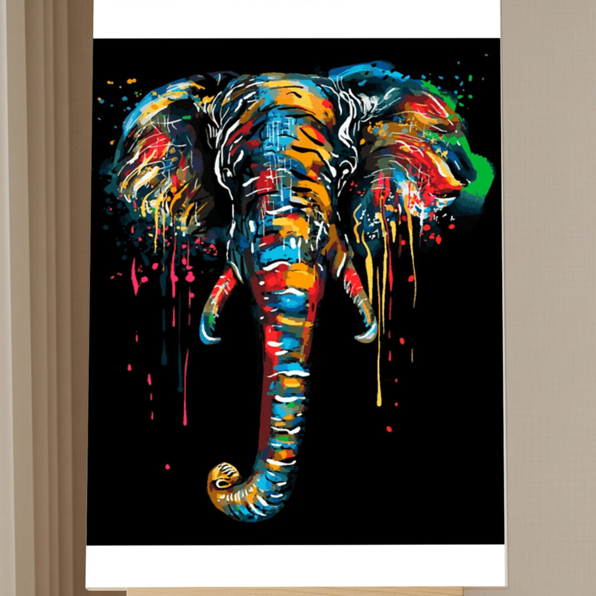 Abstrakter Elefant Malen nach Zahlen Set - 16x20 cm