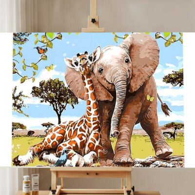 Paint by Numbers Kit Kids Elephant and Giraffe