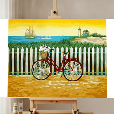 Landschaft Fahrrad Malen nach Zahlen Set