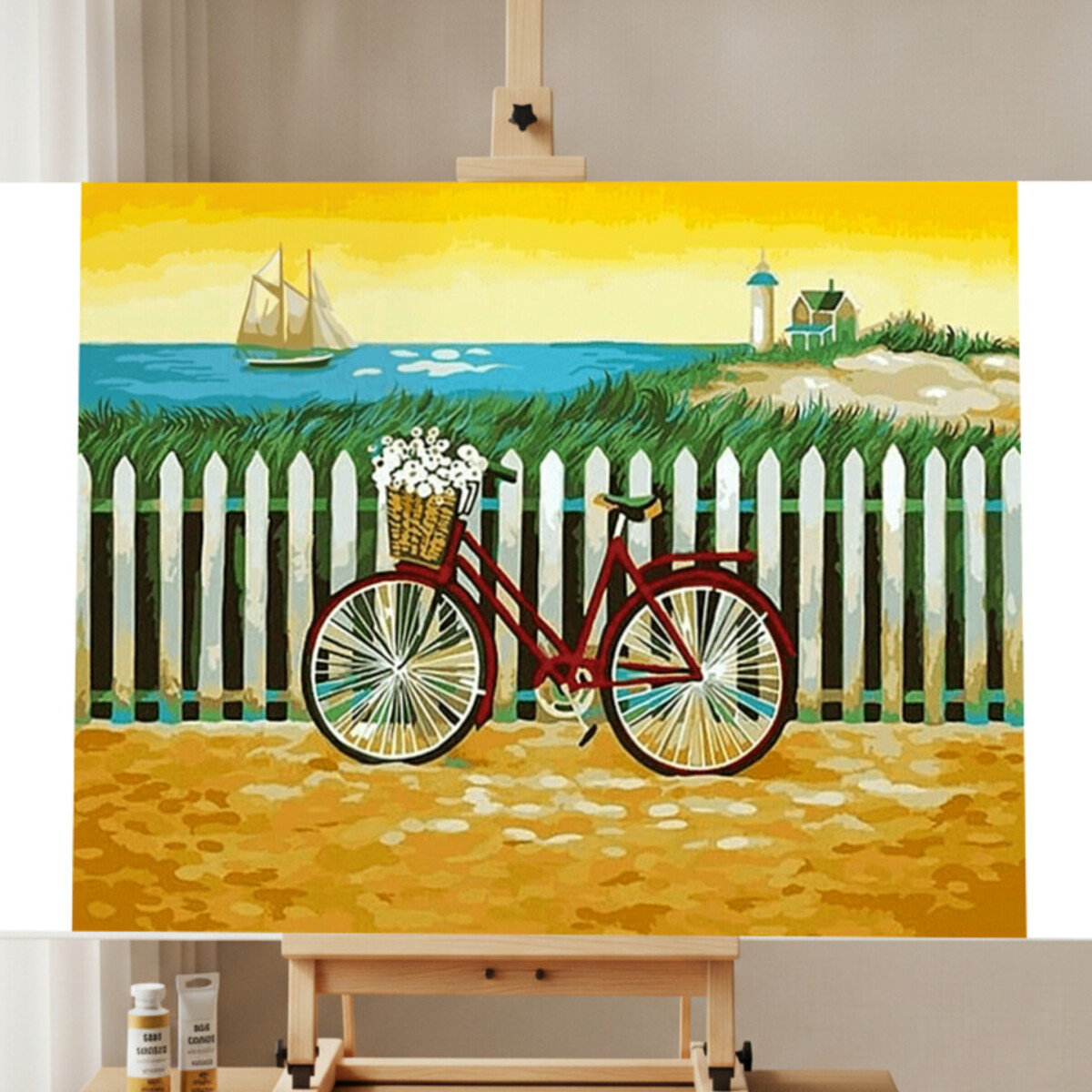 Kit de Pintura por Números: Paisaje con Bicicleta