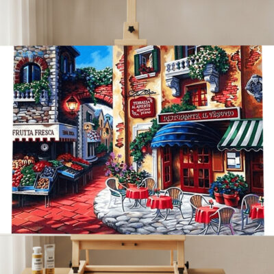 Kit Pintar por Números Paisaje Pueblo Pequeño