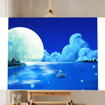 Paint by Numbers Kit Little Girl Moonlight Scenery