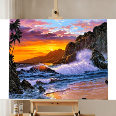Paint by Numbers Kit Seaside Sunrise Scenery