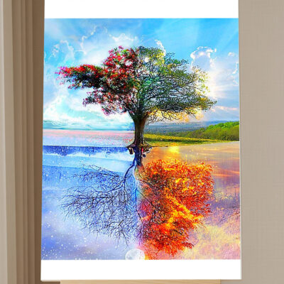 Paint by Numbers Kit Spring & Winter Tree Scenery
