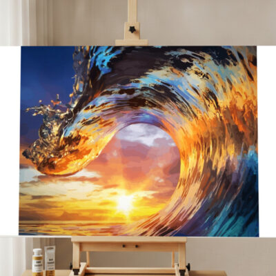 Paint by Numbers Kit Sunrise Waves Scenery
