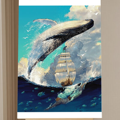 Paint by Numbers Kit Whale Sailing Scenery