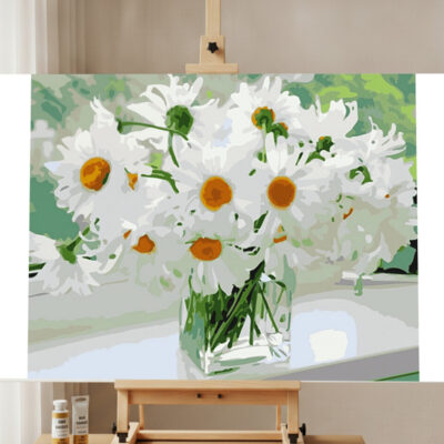 White Flowers Paint by Numbers Kit