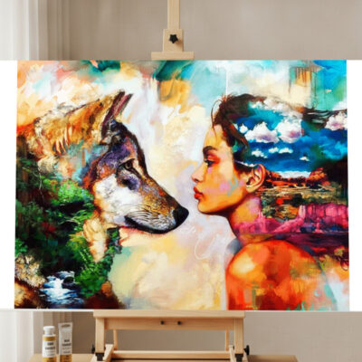 Woman & Wolf Paint by Numbers Kit