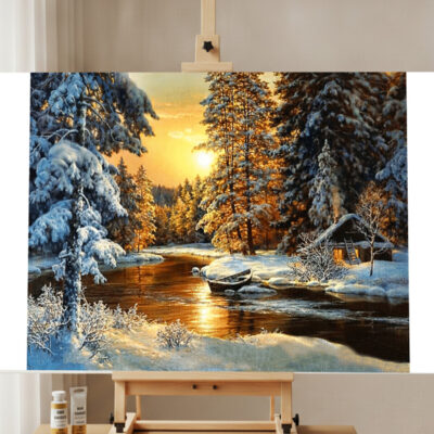 Landscape Snow Sunset Paint by Numbers Kit