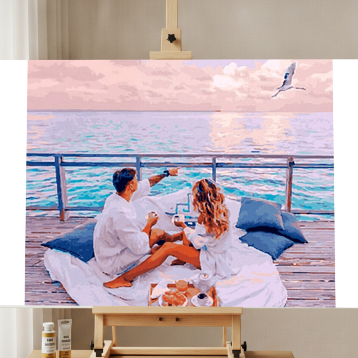 Kit Peinture par Numéros Couple au Bord de Mer