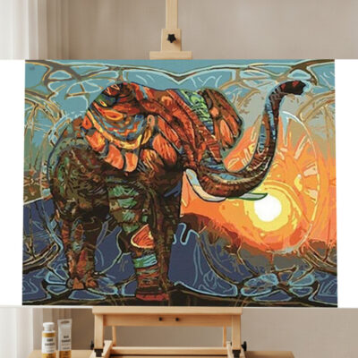 Vintage Abstract Elephant Paint by Number Kit Paint by Numbers Kit