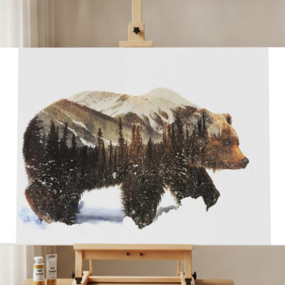 Paint By Number Kit Bear & Forest Composition Paint by Numbers Kit