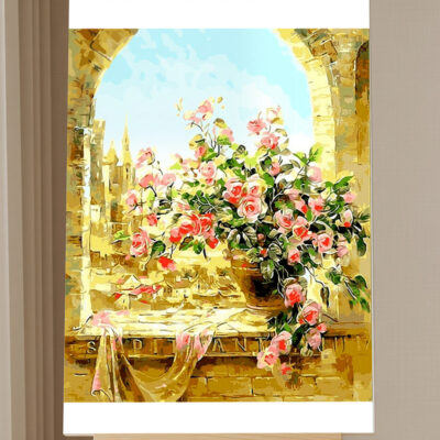 Vintage Rose Window Paint by Numbers Kit for Adults