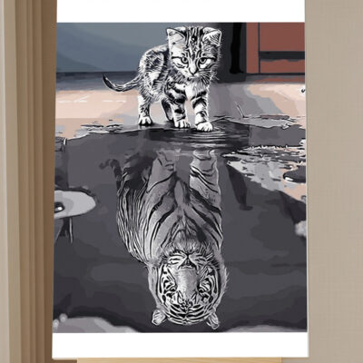 Malen nach Zahlen Set Spiegelung Katze Tiger