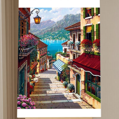 Coastal Village Street Paint by Numbers Kit for Adults