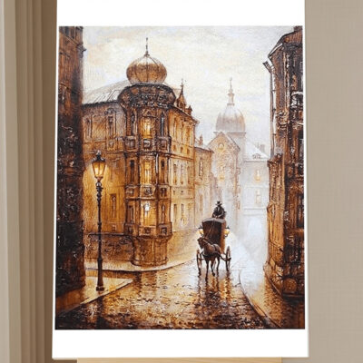 Vintage European Street Paint by Numbers Kit for Adults