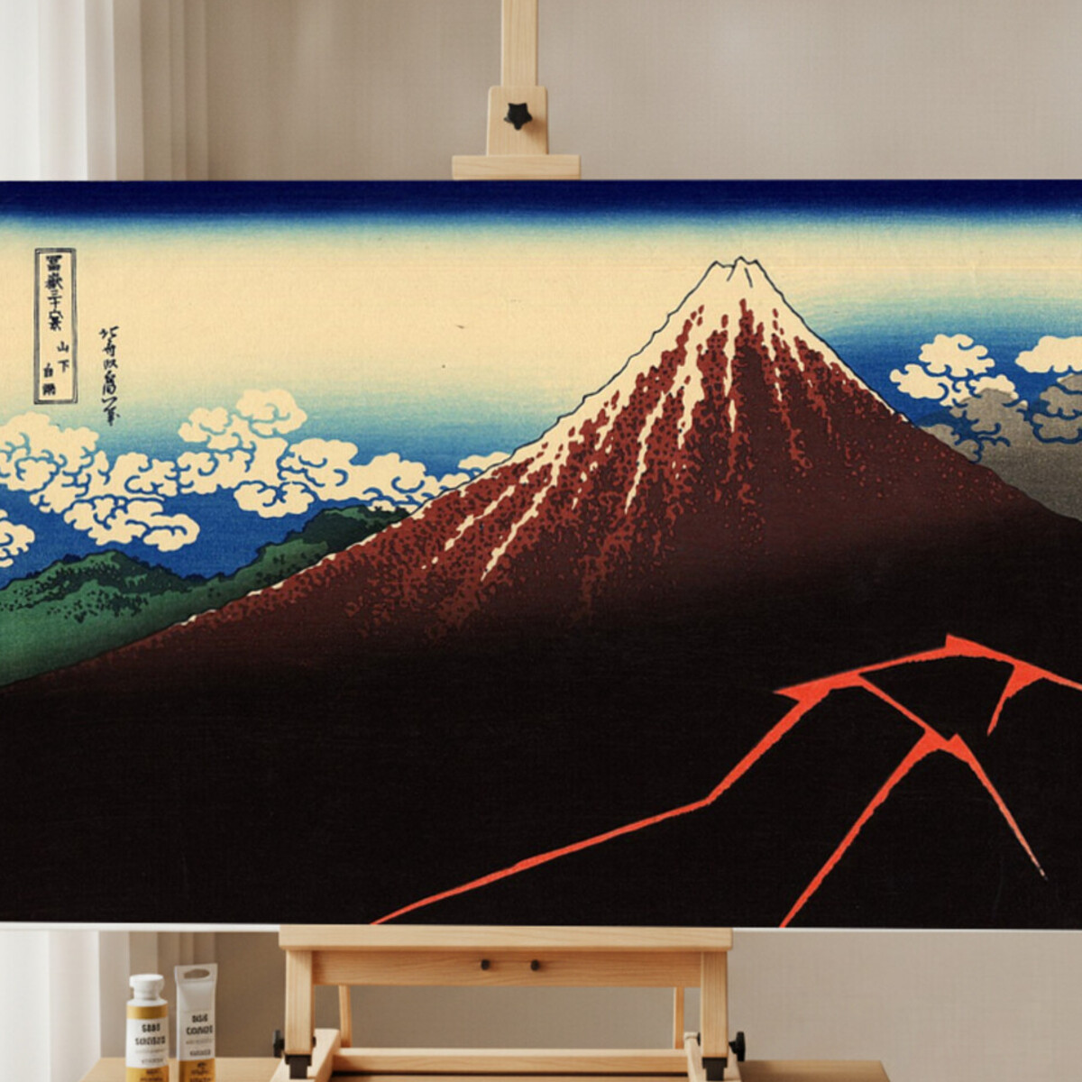 Gewitter unter dem Gipfel — Hokusai Malen nach Zahlen Set