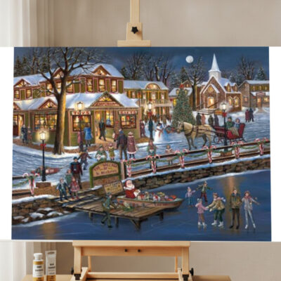 St Nicholas Village Paint by Numbers Kit for Adults — DIY Scenic Canvas