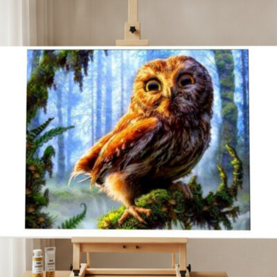 Baby Owl Paint by Numbers Kit for Adults — DIY Animal Canvas, 16x20 in