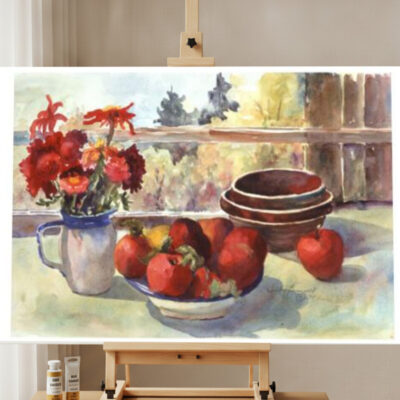 Autumn Window Paint by Numbers Kit for Adults — DIY Beginner Canvas