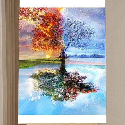 Kit de Pintar por Números Árbol de las Estaciones Abstracto