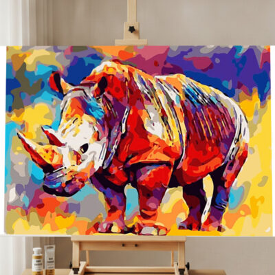 Malen nach Zahlen Set Buntes Nashorn