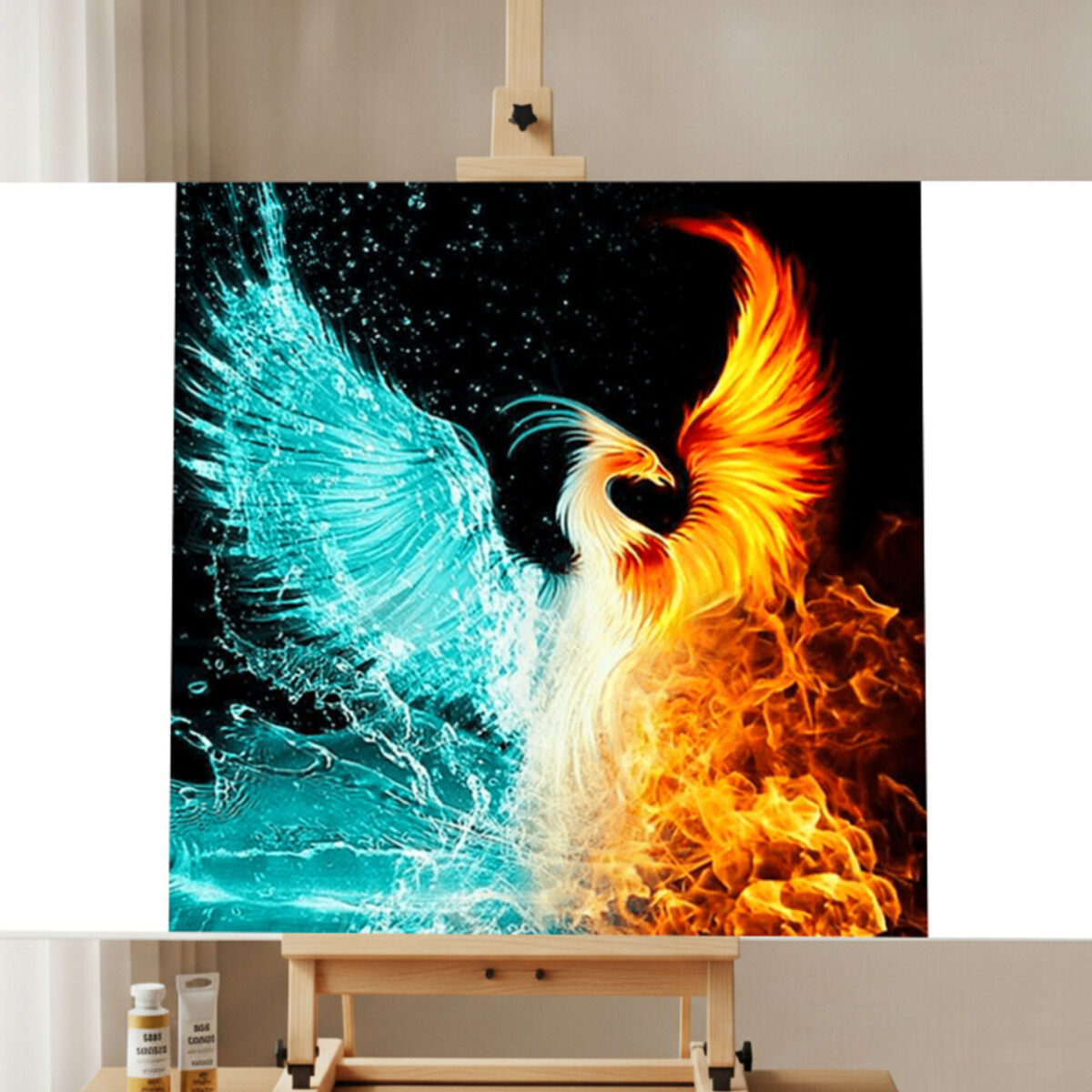 Blau-Gold Phönix Malen nach Zahlen Set