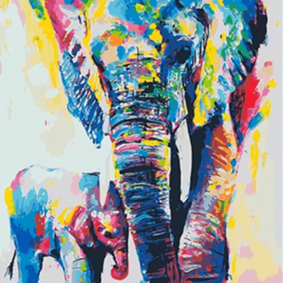 Abstract Elephant Paint by Numbers Kit - DIY Art