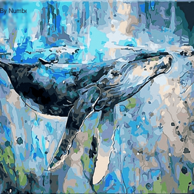 Abstract Whales Paint by Numbers Kit - DIY Art