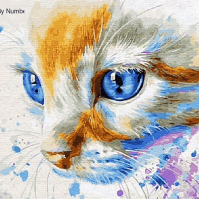 Abstract White Cat Paint by Numbers Kit - DIY Art