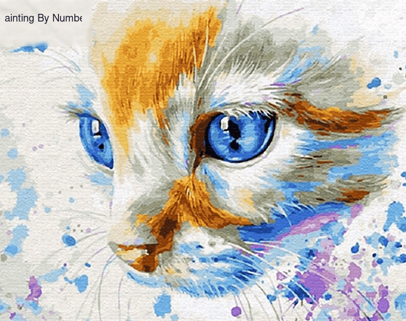 Abstract White Cat Paint by Numbers Kit - DIY Art