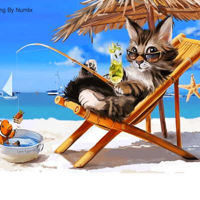 Beach Cat Paint by Numbers Kit - DIY Art