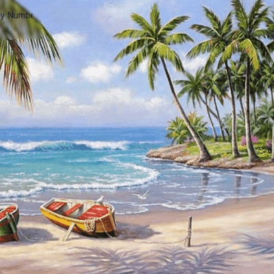 Beach Palm Tree Scenery Paint by Numbers Kit - DIY Art