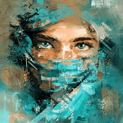 Blue Veil Women Abstract Paint by Numbers Kit - DIY Art