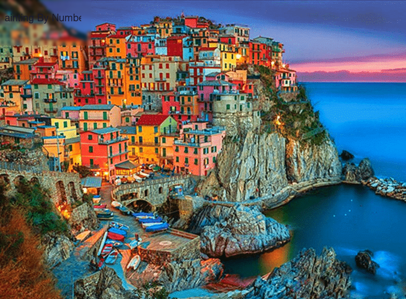 City Landscape Scene Paint by Numbers Kit - DIY Art