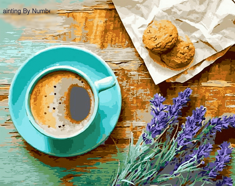 Coffee Cookie Afternoon Paint by Numbers Kit - DIY Art