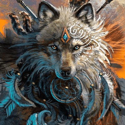 Crystal Warrior Wolf Paint by Numbers Kit - DIY Art