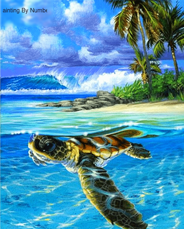 Drifting Turtle Paint by Numbers Kit - DIY Art