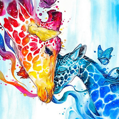 Giraffe Mom & Baby Paint by Numbers Kit - DIY Art