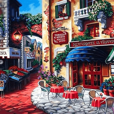 Paint by Numbers Kit Landscape Small Town - Painting By Number