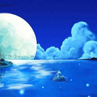 Little Girl Moonlight Scenery Paint by Numbers Kit - DIY Art