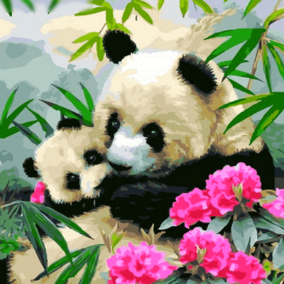 Panda Mom Paint by Numbers Kit - DIY Art