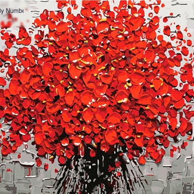 Red Fire Flowers Paint by Numbers Kit - DIY Art