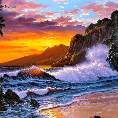 Seaside Sunrise Scenery Paint by Numbers Kit - DIY Art