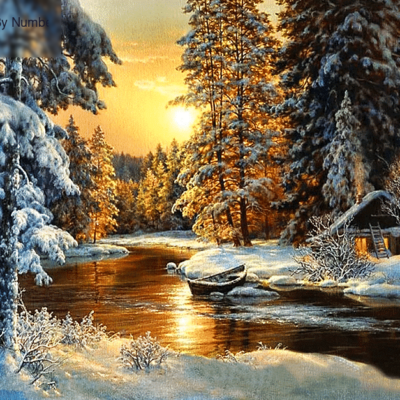 Landscape Snow Sunset Paint by Numbers Kit - DIY Art
