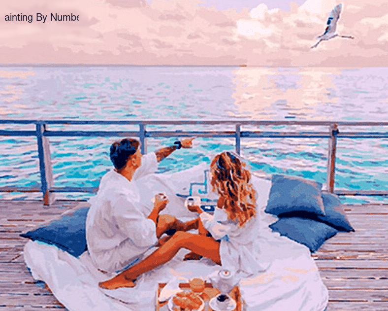 Seaside Couple Scenery Paint by Numbers Kit - DIY Art